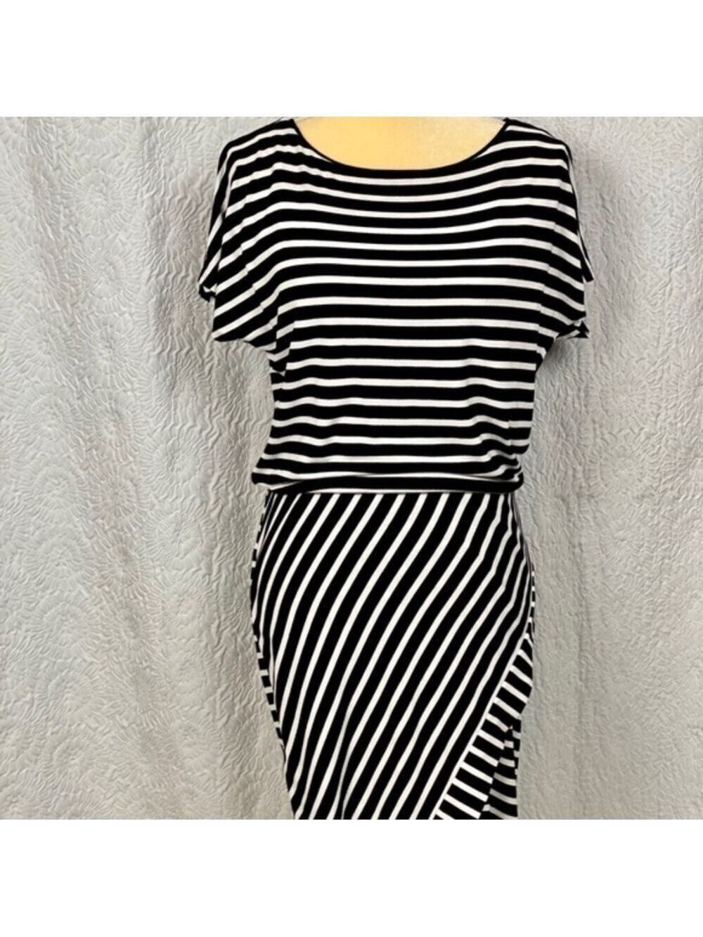 White House Black Market Stripe Wrap Skirt Asymmetrical Dress - Picture 2 of 13